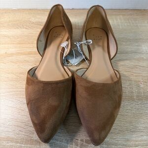 A new day Julie microsuede Pointed toe  Flats “cognac” size 11-NWT